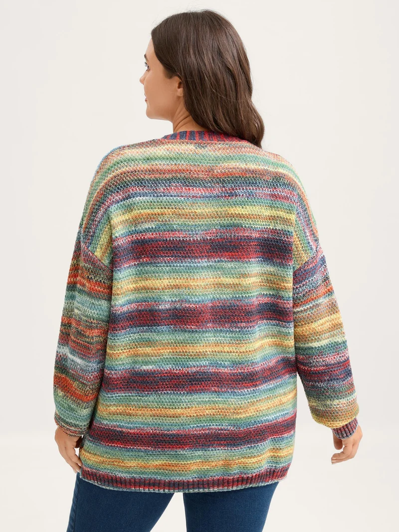 Gradual Color Change Textured Knit Cardigan
