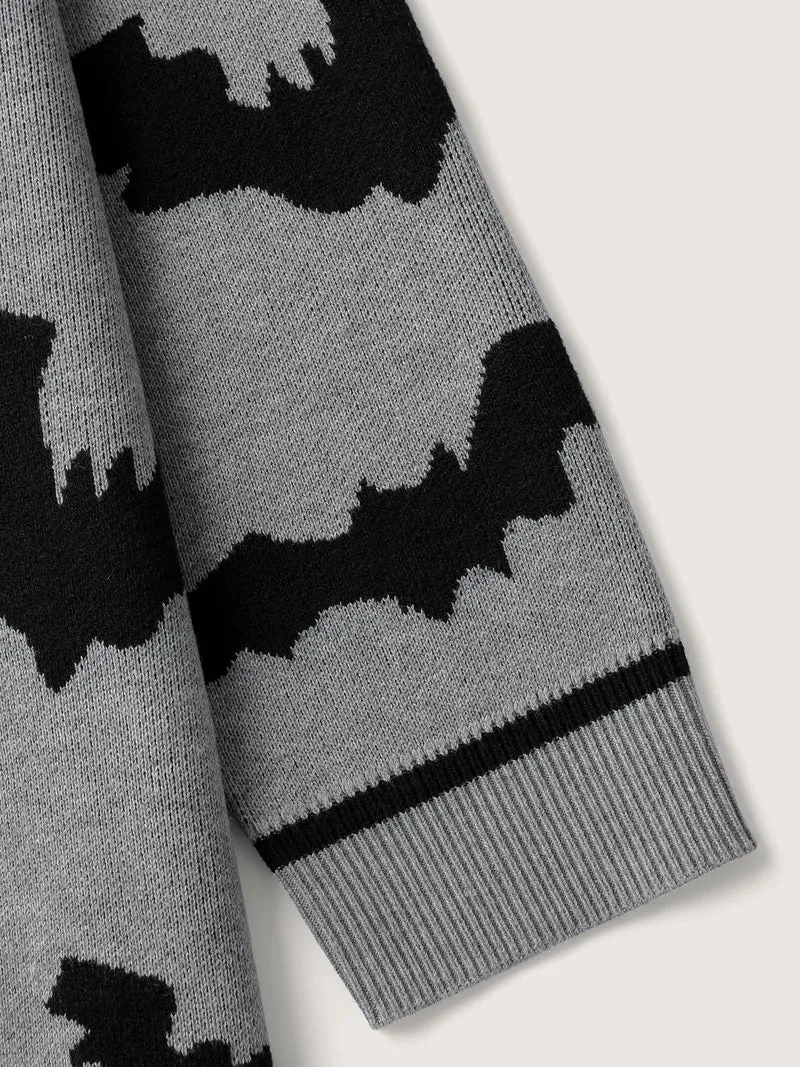 Flying Bats Pattern Crew Neck Pullover