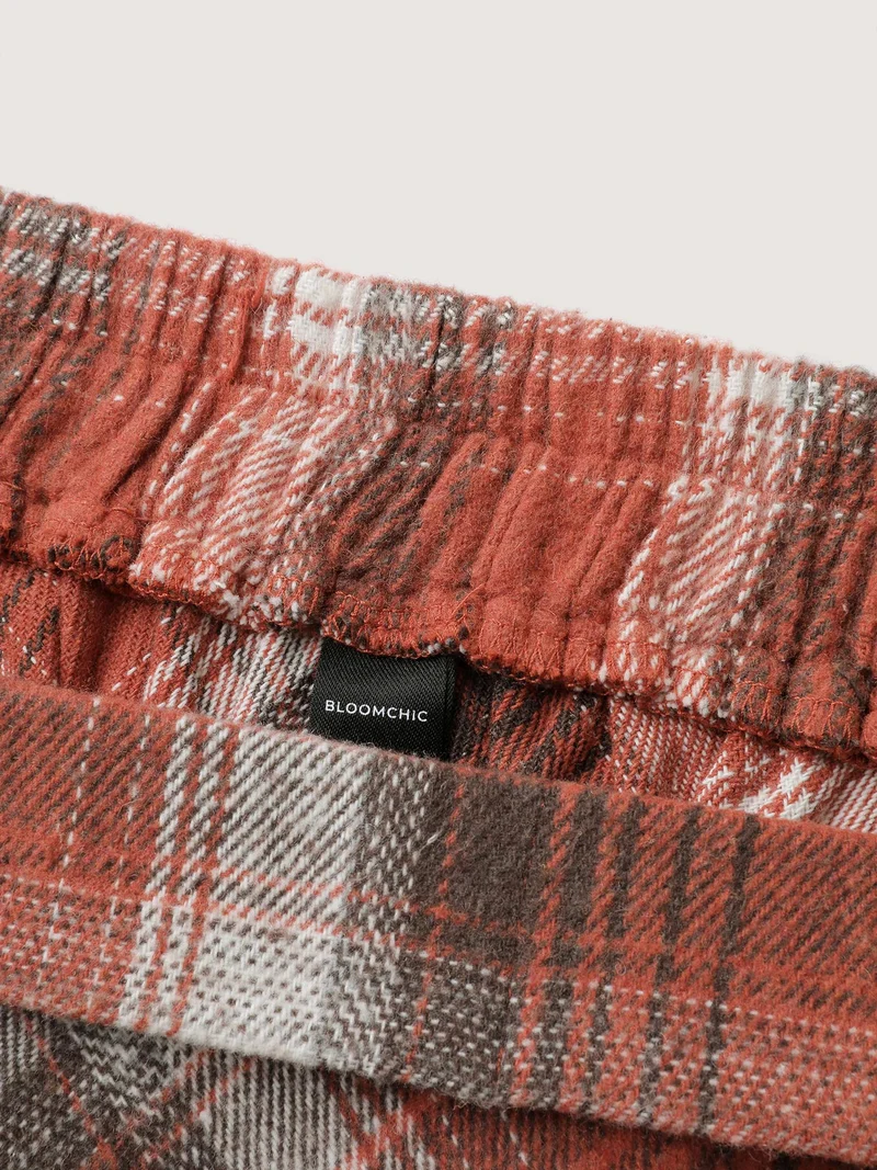 Pumpkin Plaid Print Halloween Midi Skirt