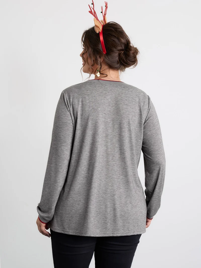 Supersoft Puppy Embroidery Contrast T-Shirt