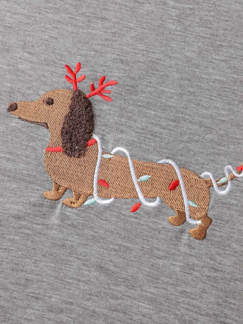 Supersoft Puppy Embroidery Contrast T-Shirt