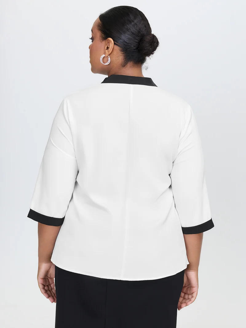 Color Contrast Sailor Neck-Tie Blouse