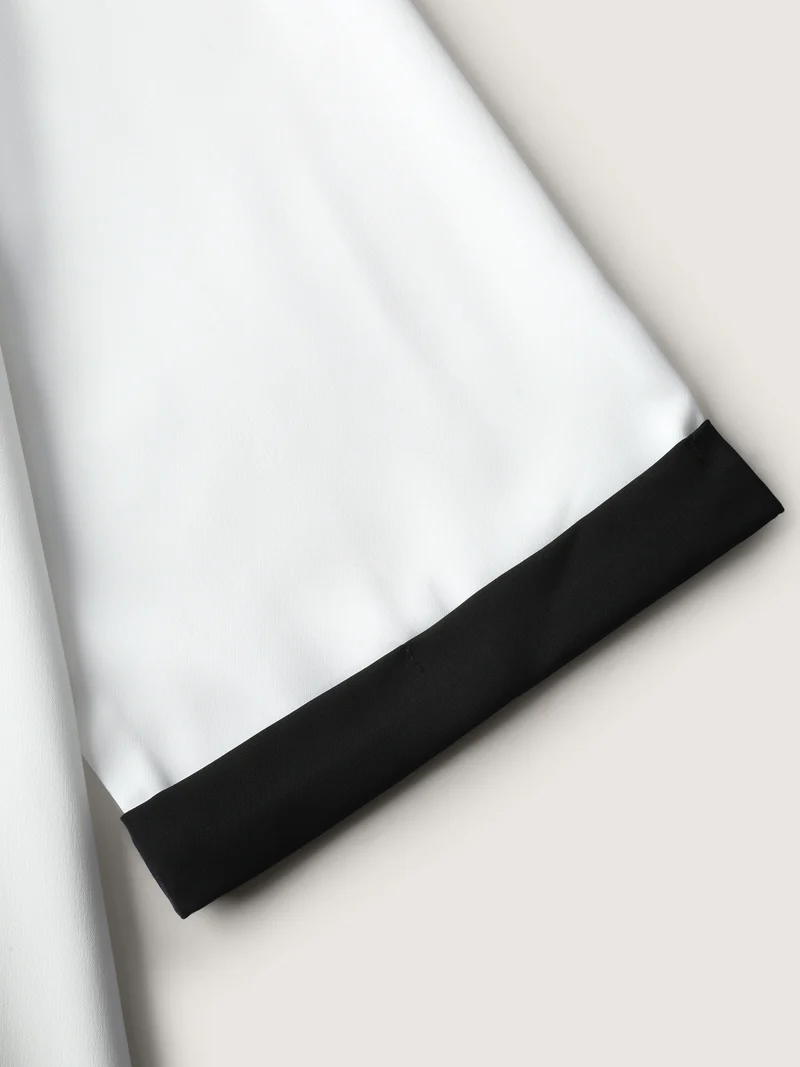 Color Contrast Sailor Neck-Tie Blouse