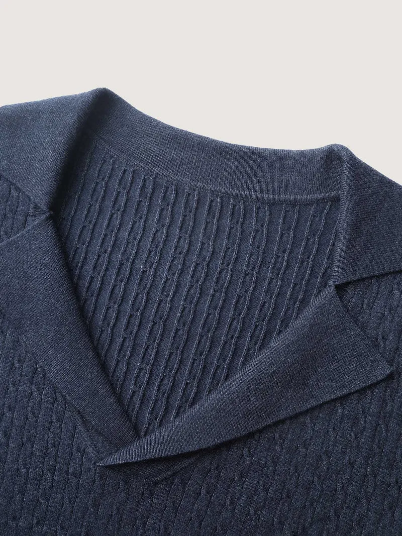 Supersoft Cable Knit Blazer Collar Fitted Pullover
