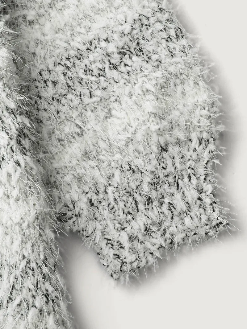 Plush Textured Striped Knit Cardigan