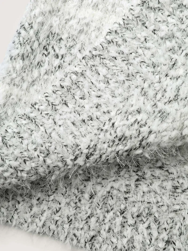 Plush Textured Striped Knit Cardigan
