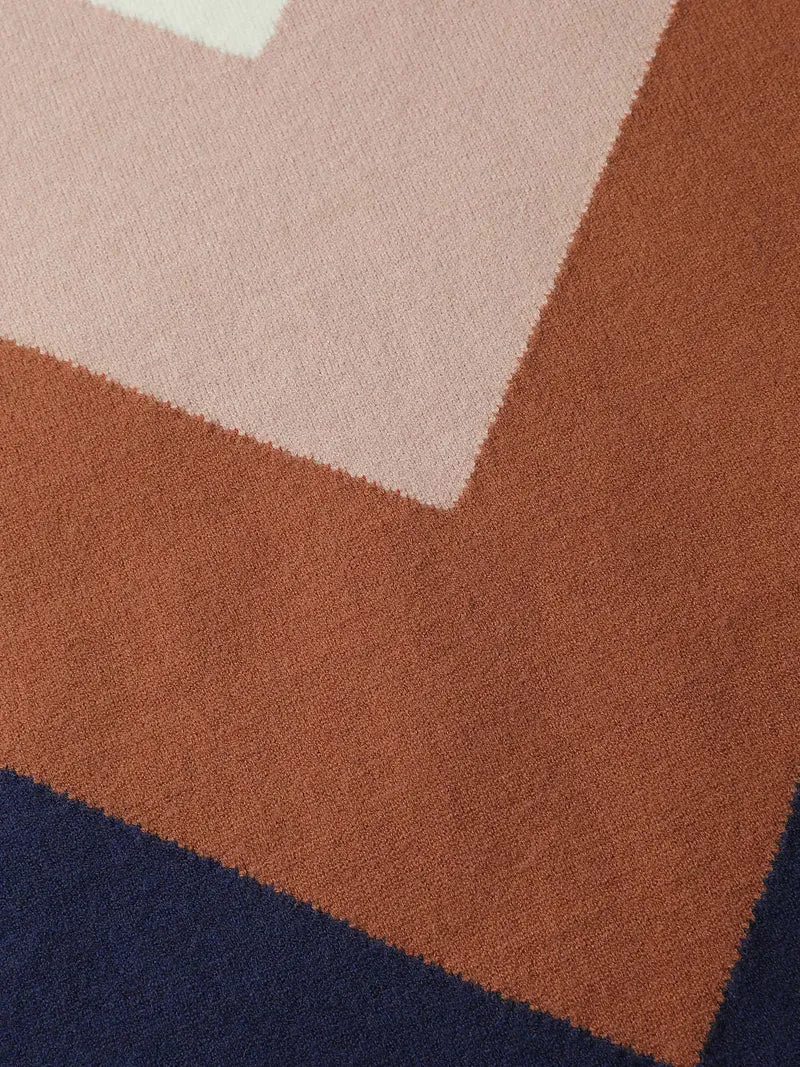 Color Block Cowl Neck Knit Pullover