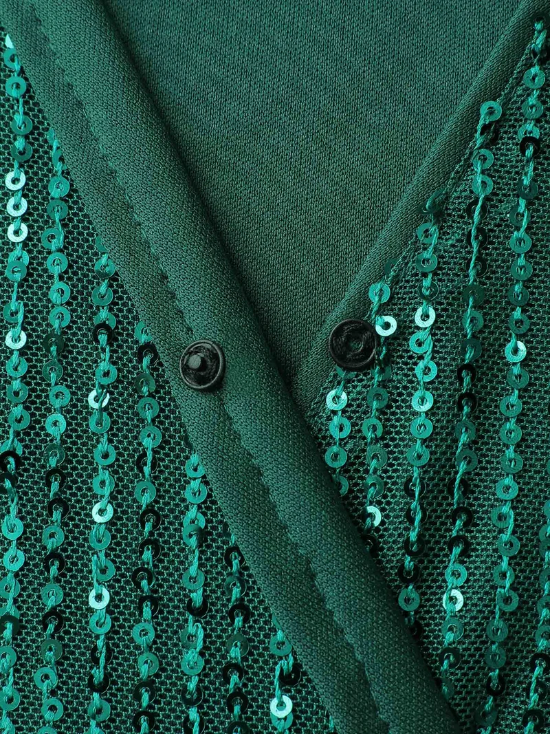 Sequin Wrap Neck Spliced Midi Dress
