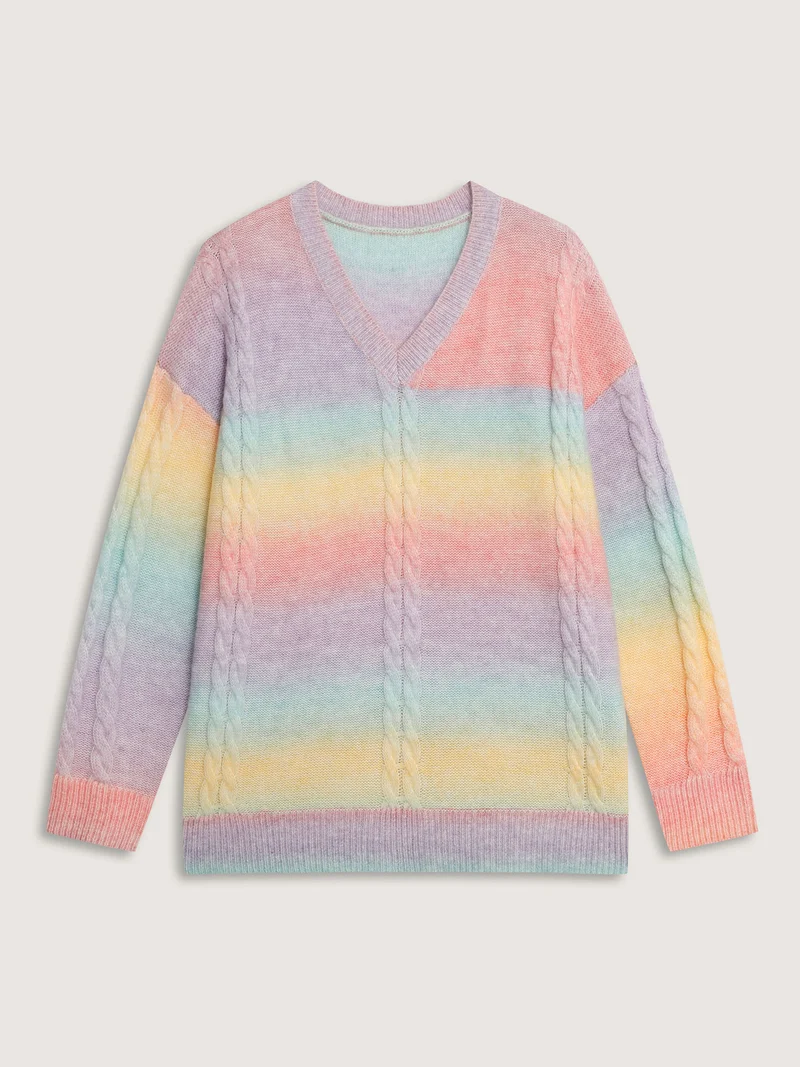 Twisted Texture Color Gradient Pullover