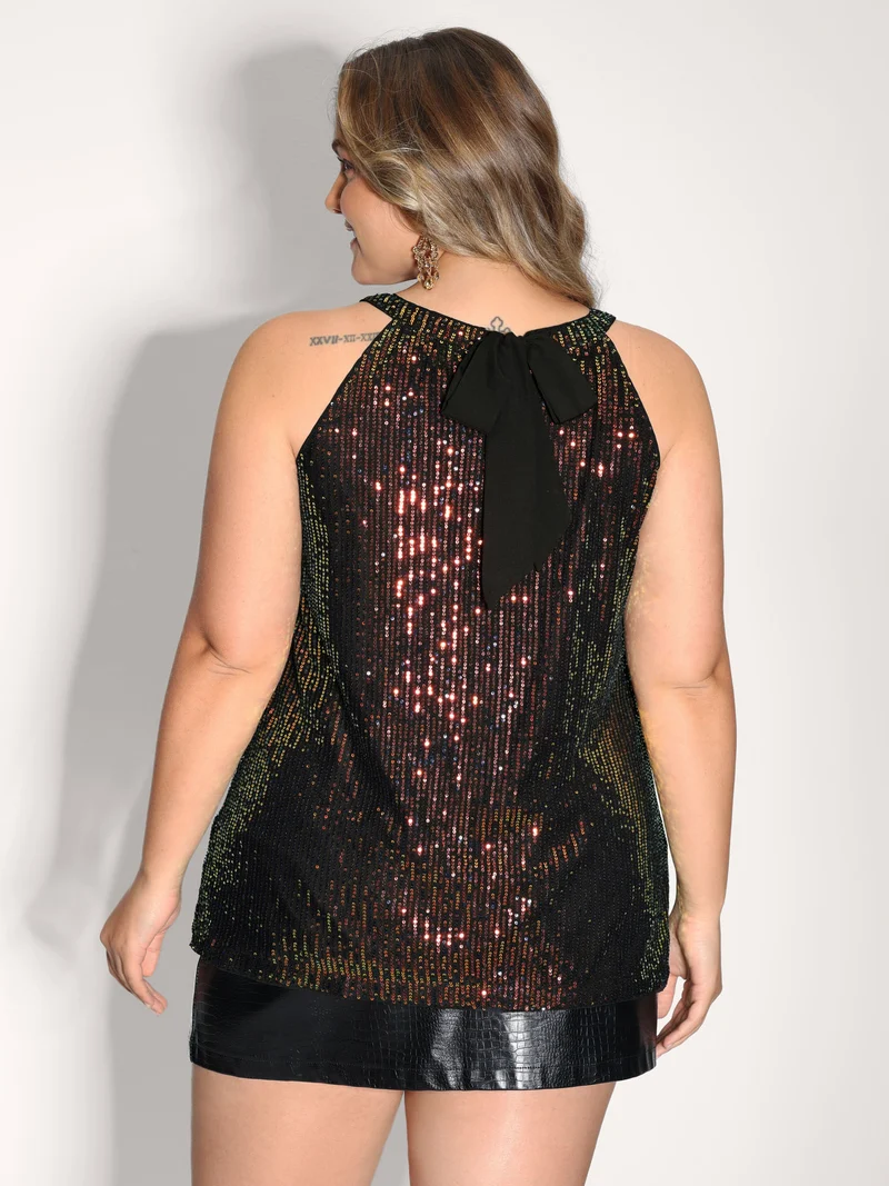 Shimmery Sequin Halter Tank Top