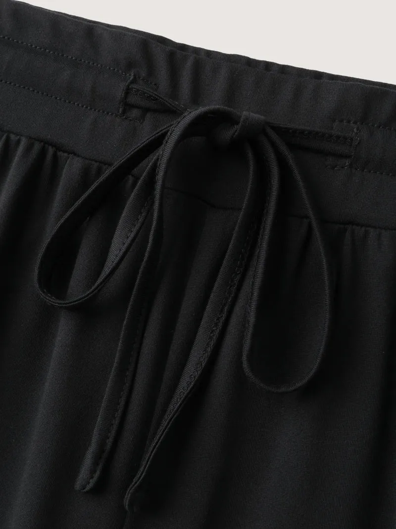 Wide Waistband Drawstring Flared Pants