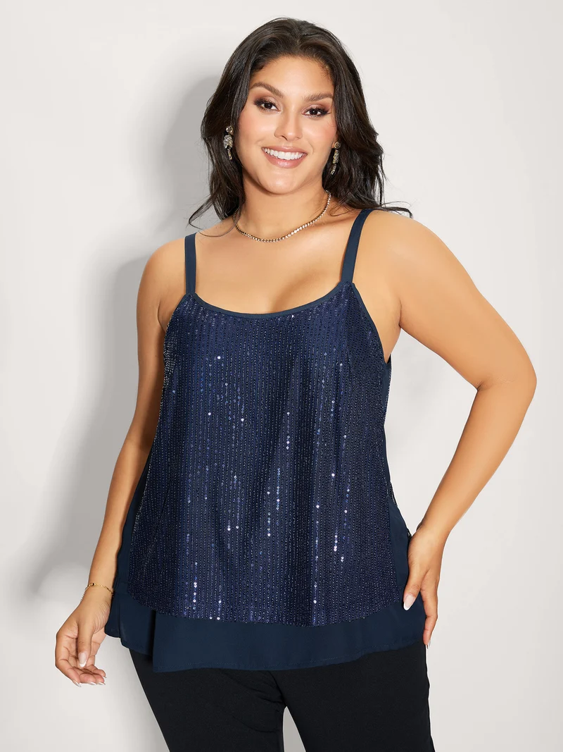 Shimmery Sequin Flowy Tank Top