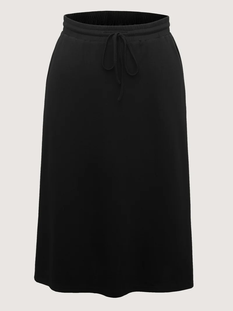 Drawstring Stretchy Fishtail Midi Skirt