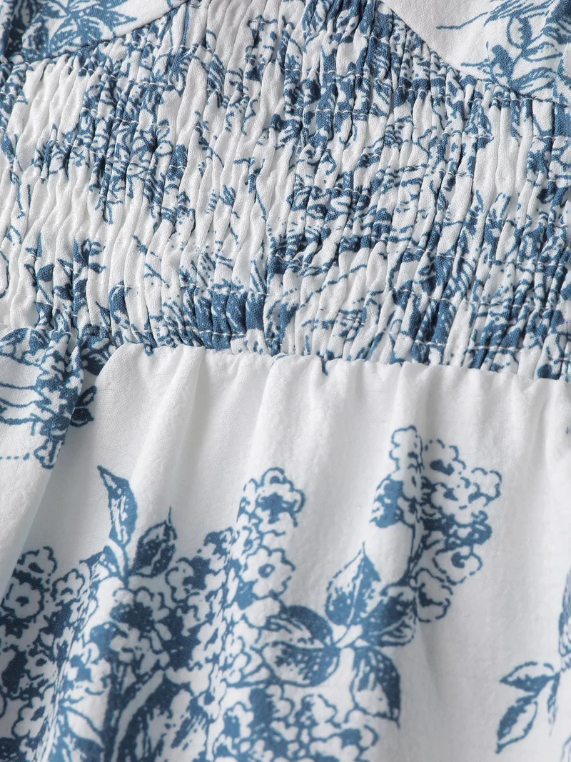 Toile de Jouy Neck-Tie Midi Dress