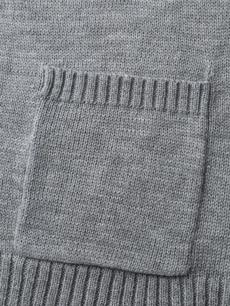Fair Isle Patch Pockets Knit Cardigan