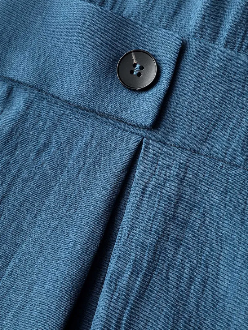 Button Detail Waist-Defining Midi Dress