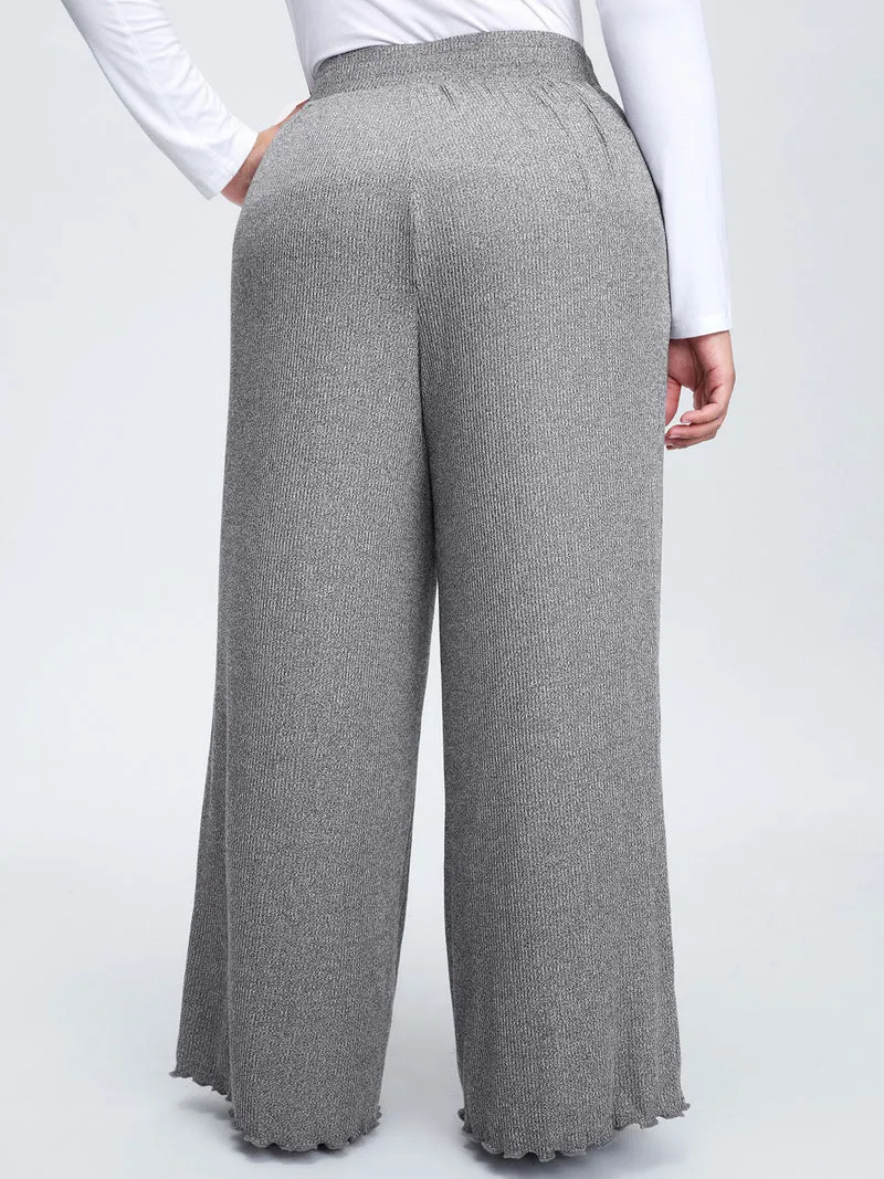 Button Detail Mixed Color Knit Lounge Bottoms