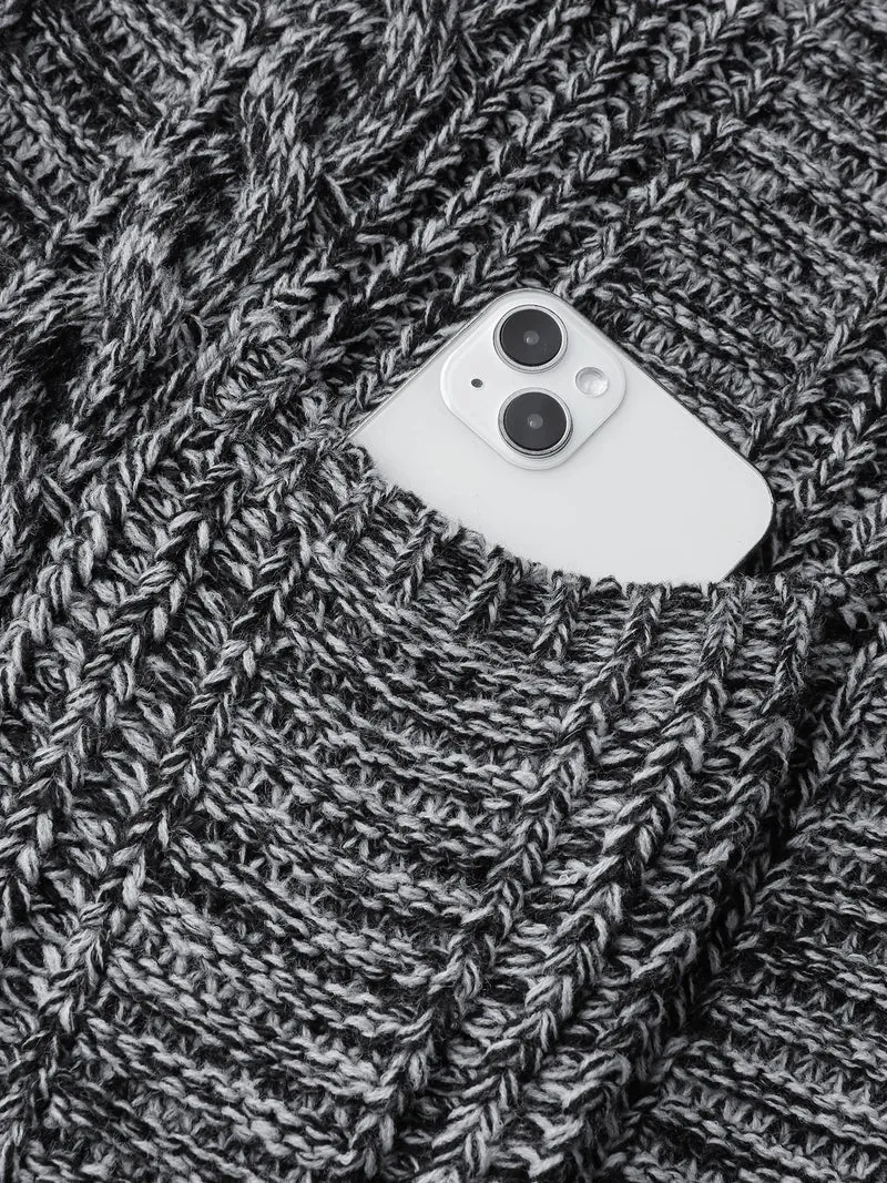 Textured Open Front Hooded Knit Cardigan