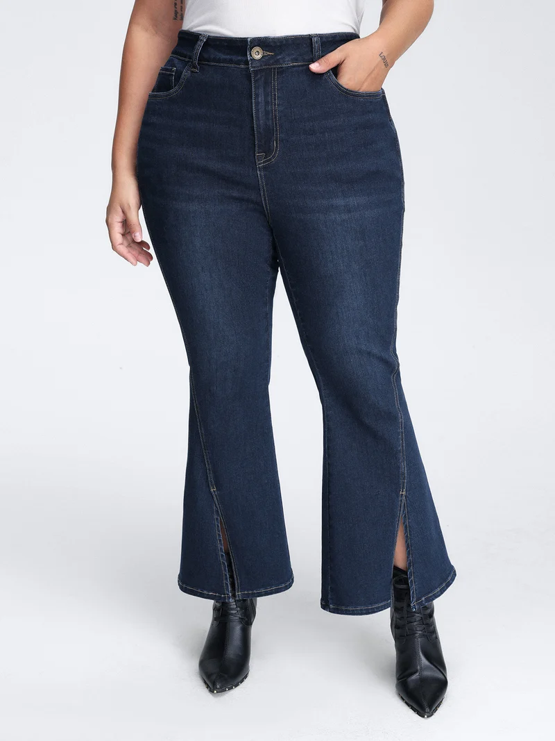 Slit Flared Hem Bootcut Jeans