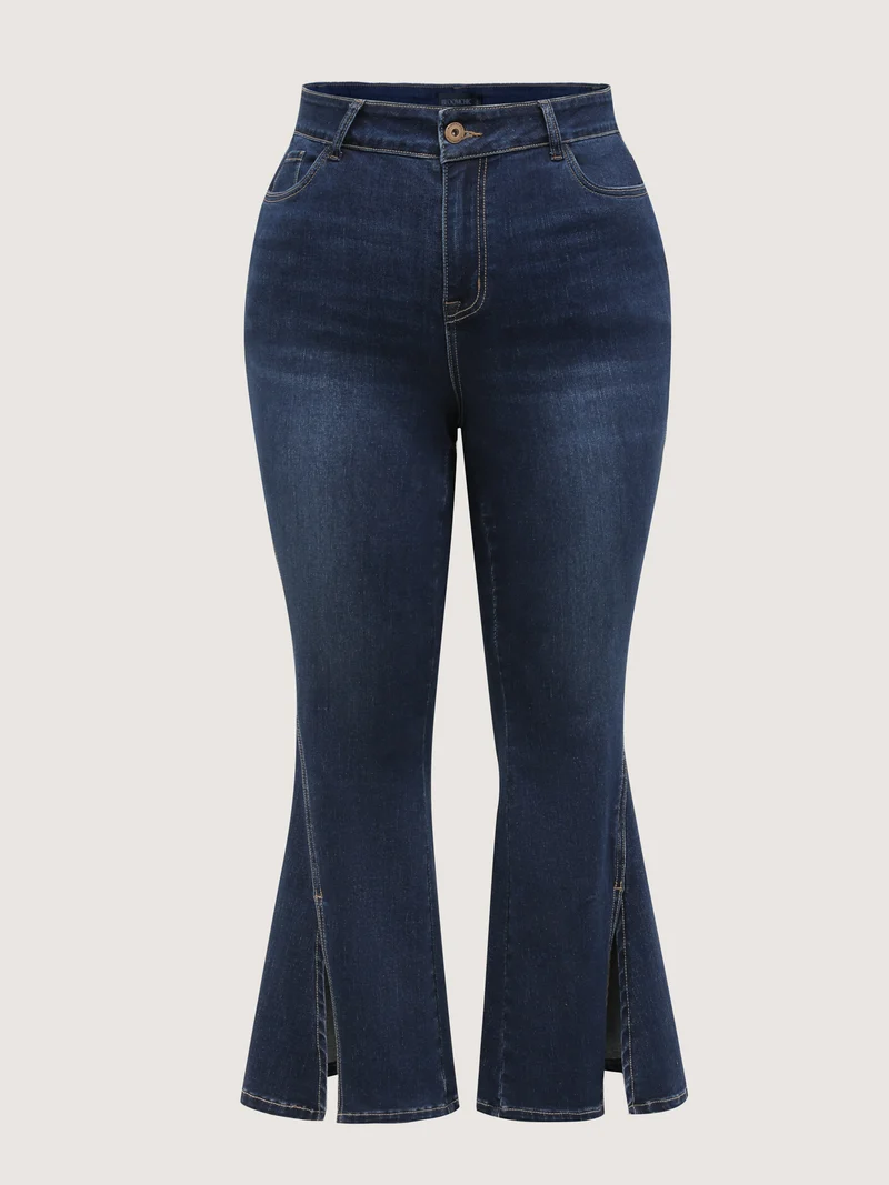 Slit Flared Hem Bootcut Jeans