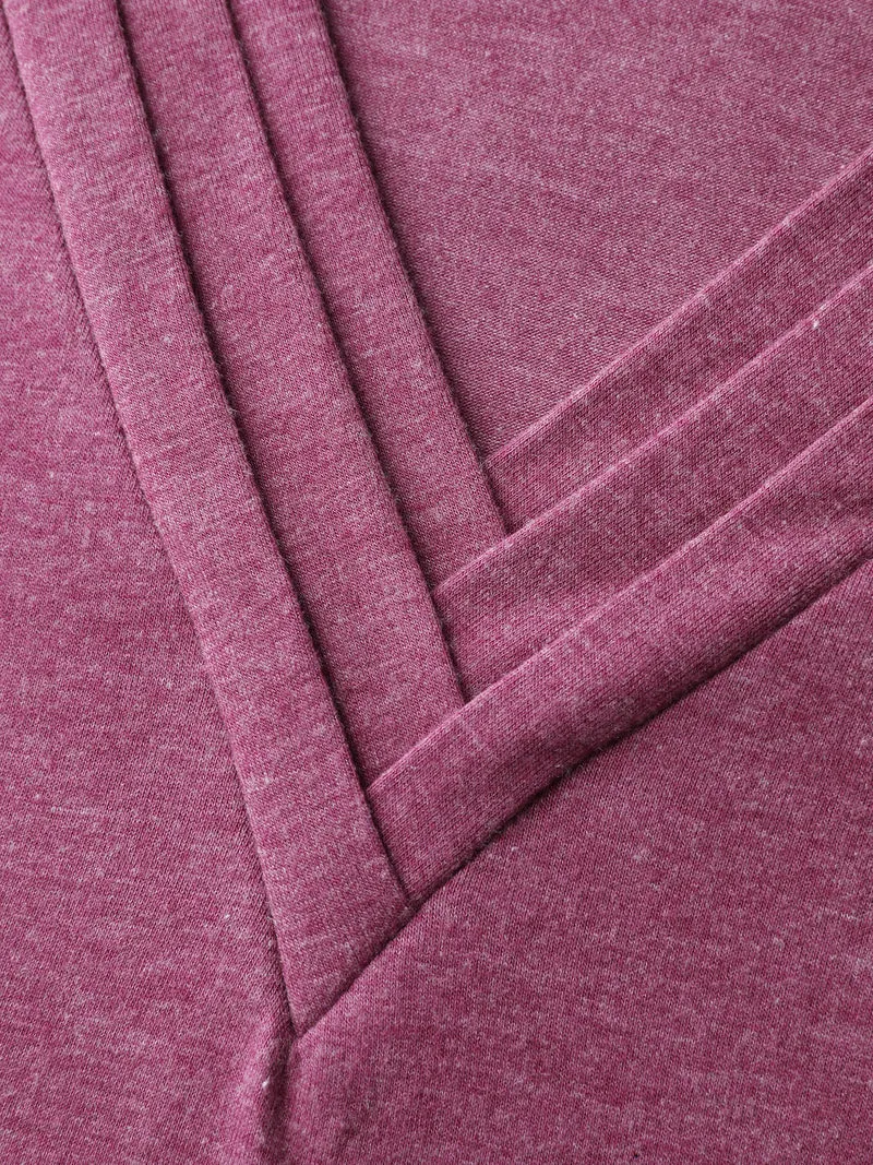 V-Neck Plicated Detail Bat Sleeve T-Shirt