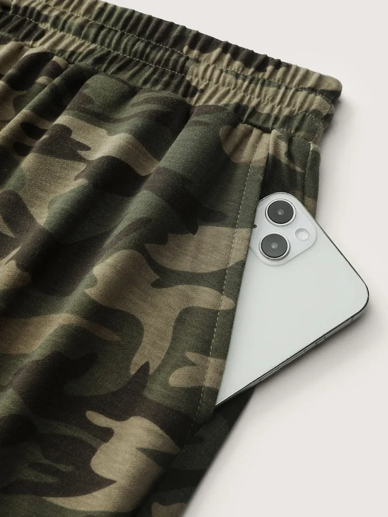 Camouflage Print Drawstring Stretchy Pants