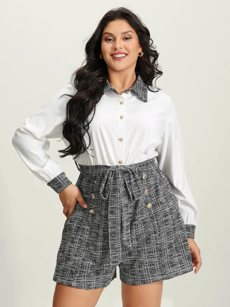 Stretchy Tweed Patch Pocket Romper