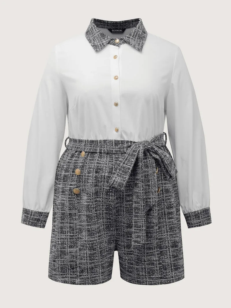 Stretchy Tweed Patch Pocket Romper