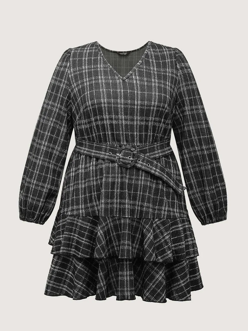 Stretchy Textured Tiered Mini Dress