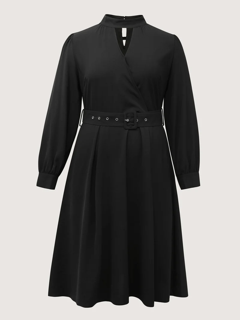 Collar Cut-Out Waist Tie Midi Dress