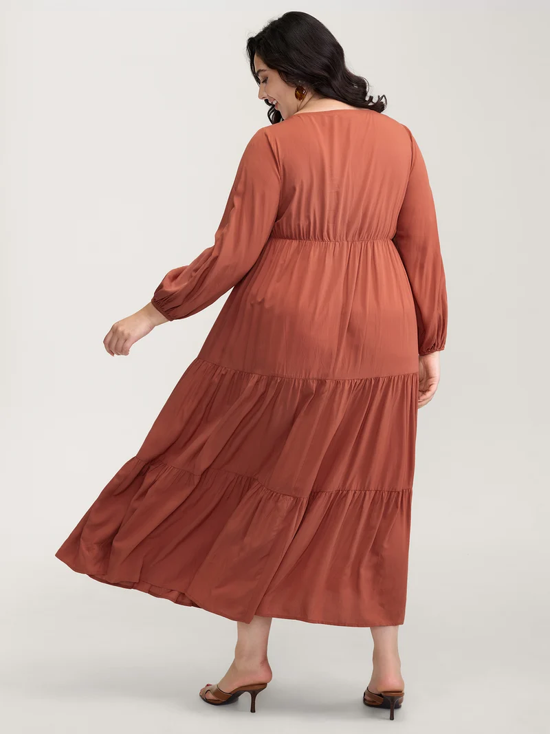 Bust-Ease Adjustable Tiered Maxi Dress