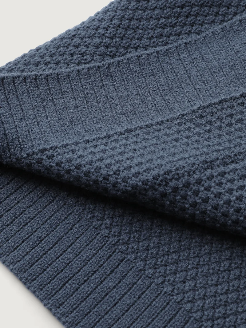 Textured Color Contrast Hooded Pocket Knit Cardigan
