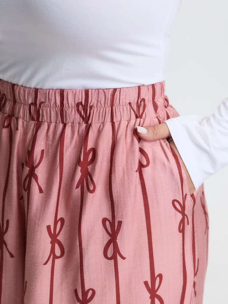 Bowknot Stripes Wide-Leg Lounge Bottoms