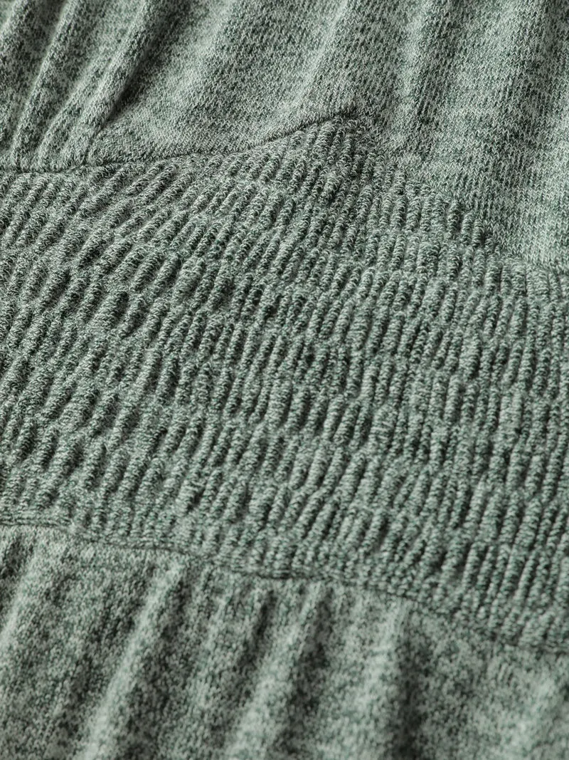 Knit Textured Stretchy Shirred Knee-Length Dress