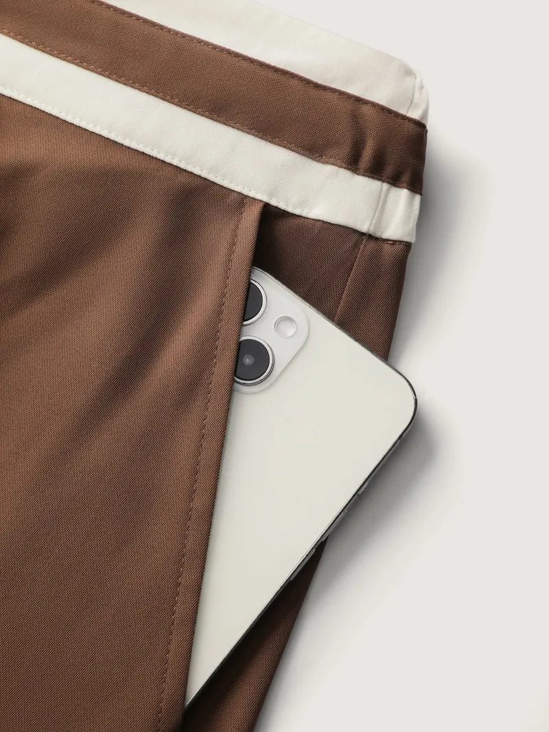 Color Contrast Drawstring Wide-Leg Pants