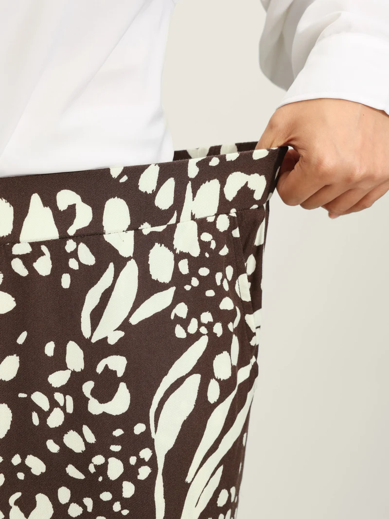 Leopard Print Elastic Waist Wide Leg Pants
