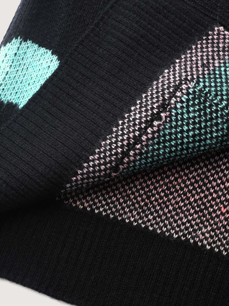 Floral Jacquard Print Color Gradient Knit Cardigan