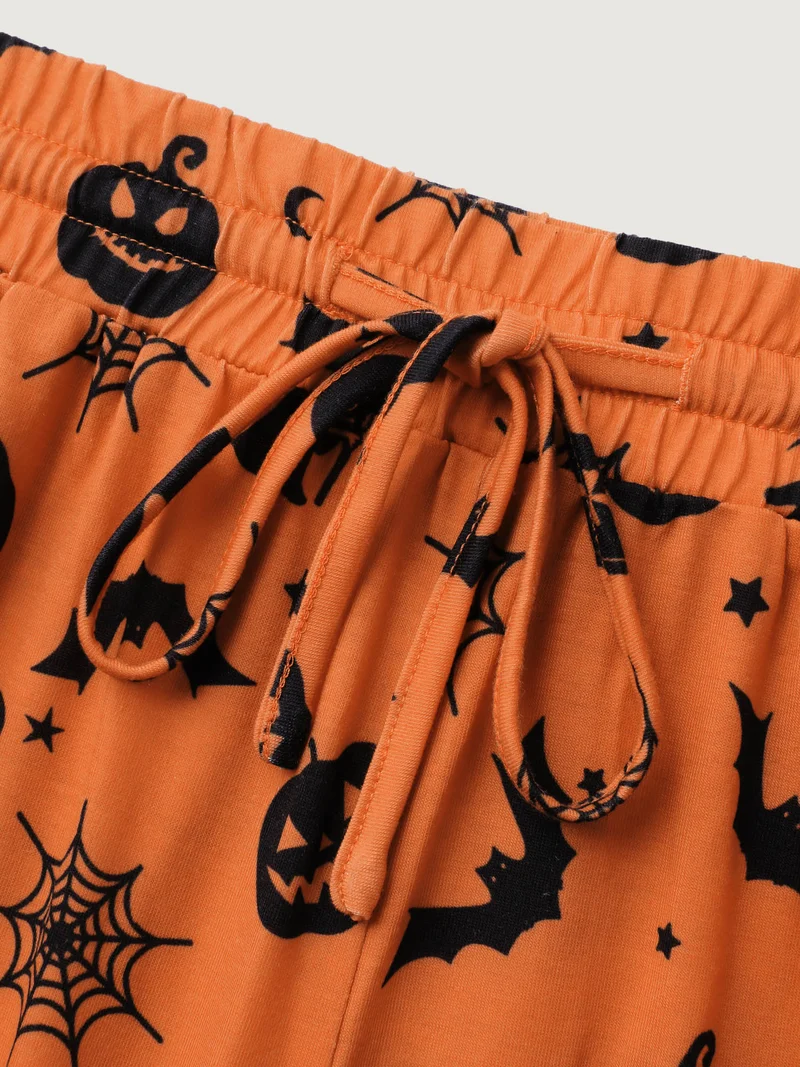 Pumpkin Patch Print Wide-Leg Lounge Bottoms