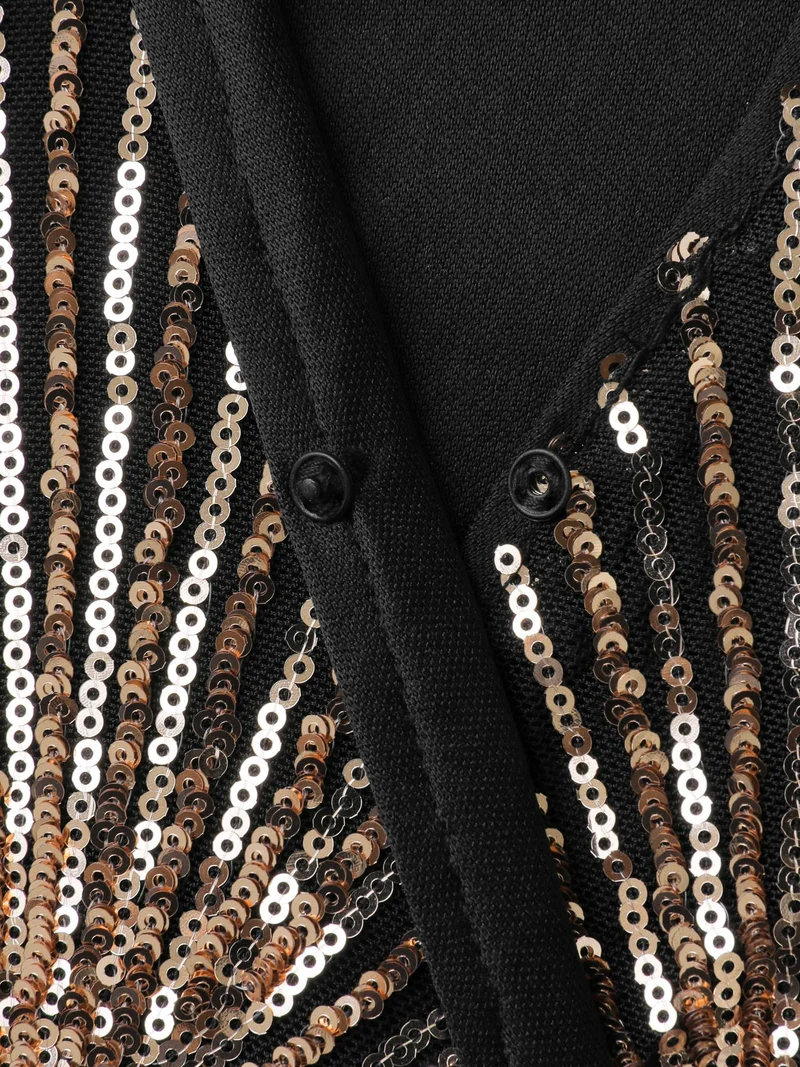 Shimmery Sequin Sheer Zipper Midi Dress