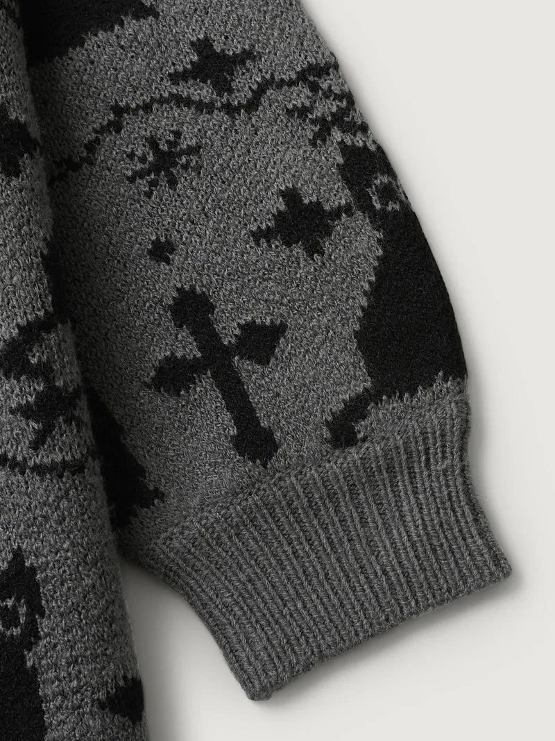 Spooky Cat Puffy Sleeve Pullover