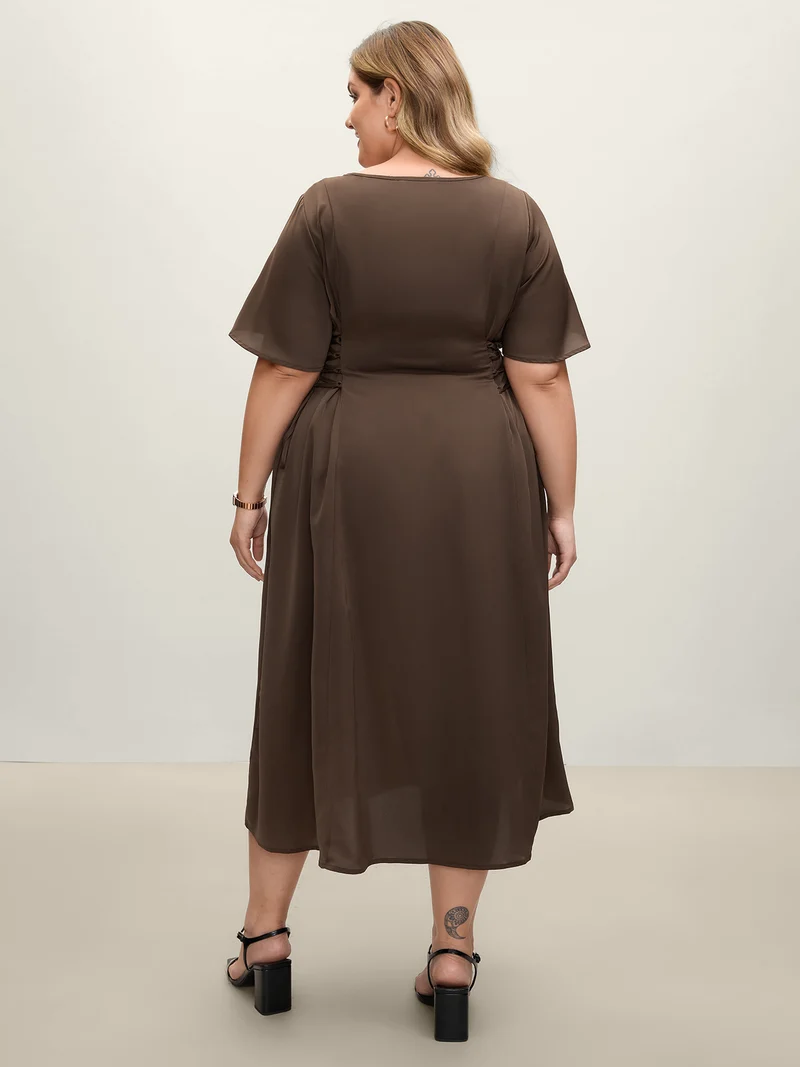 Cross-Tie Button Detail Maxi Dress