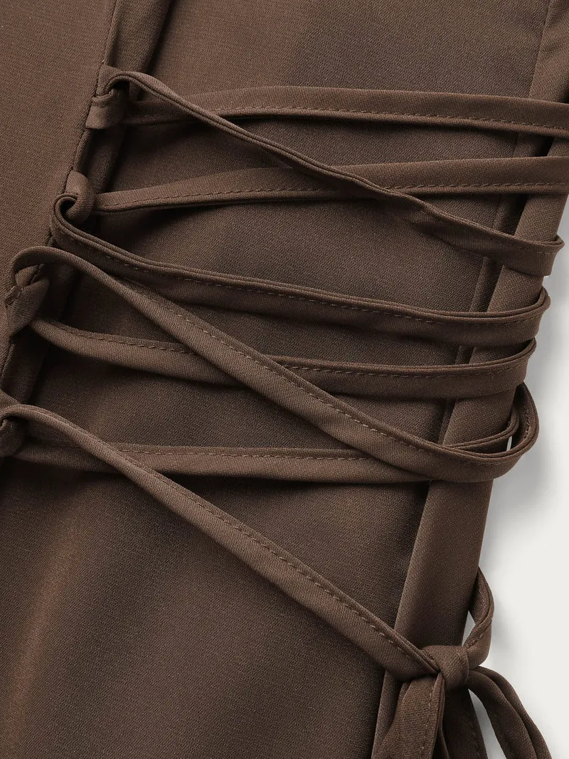 Cross-Tie Button Detail Maxi Dress