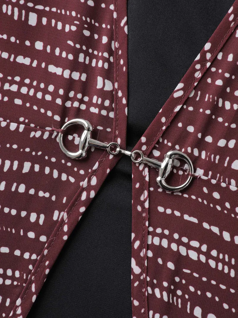 Geometric Print Stretchy Waist Metal Detail Blouse