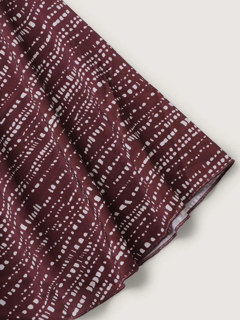 Geometric Print Stretchy Waist Metal Detail Blouse