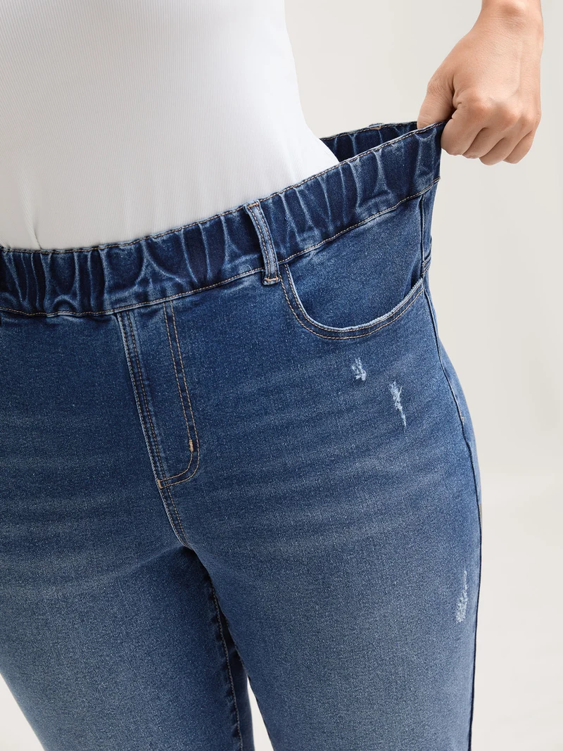 Classic Wash Stretchy Waist Skinny-Fit Jeans