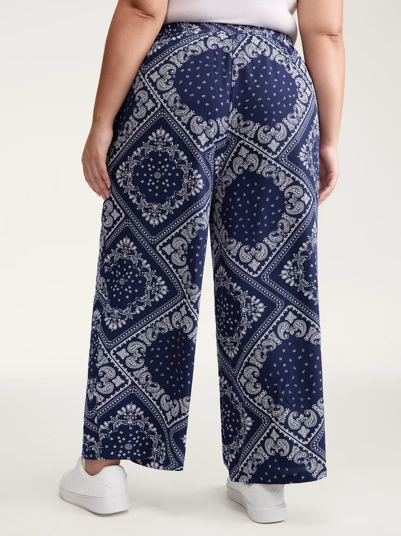 Collage Scarf Pattern Straight-Leg Pants