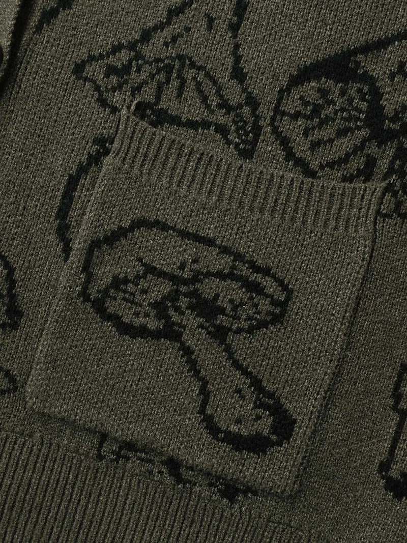 Supersoft Mushroom Print Button-Down Cardigan