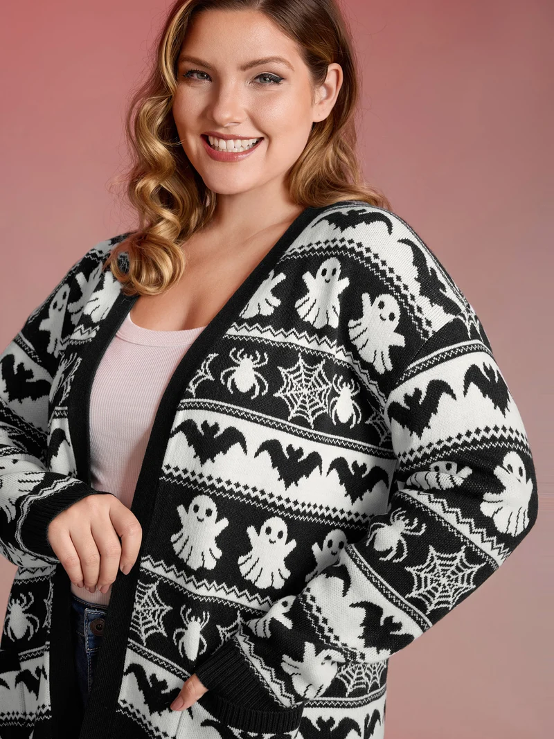 Halloween Elements Jacquard Knit Cardigan
