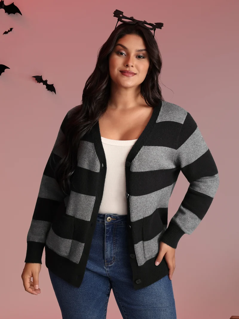 Supersoft Colorblock Button-Down Knit Cardigan