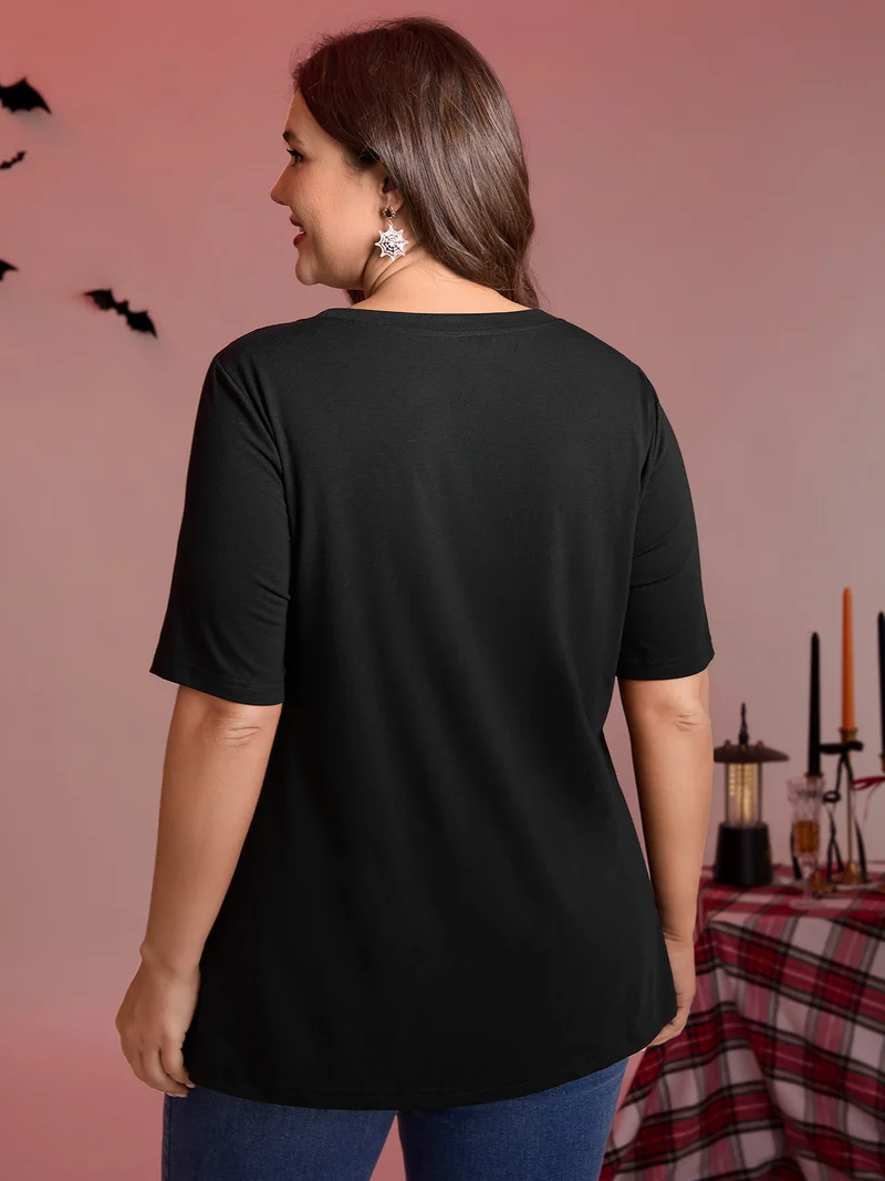 Midnight Garden Sheer Lace Trim T-Shirt